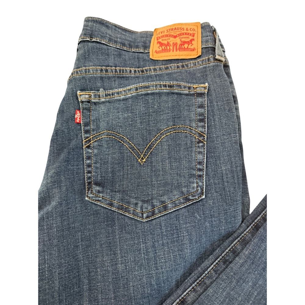 Levis Boyfriend Jeans Womens 31 Medium Wash Blue Denim Straight Leg Stretch - Picture 3 of 12